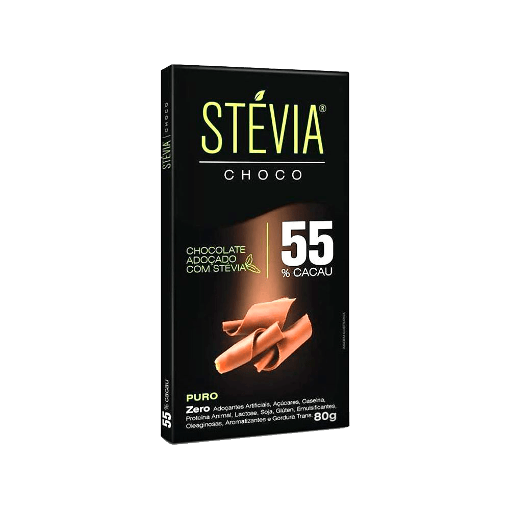Chocolate 55% Cacau Stévia 80g Genevy