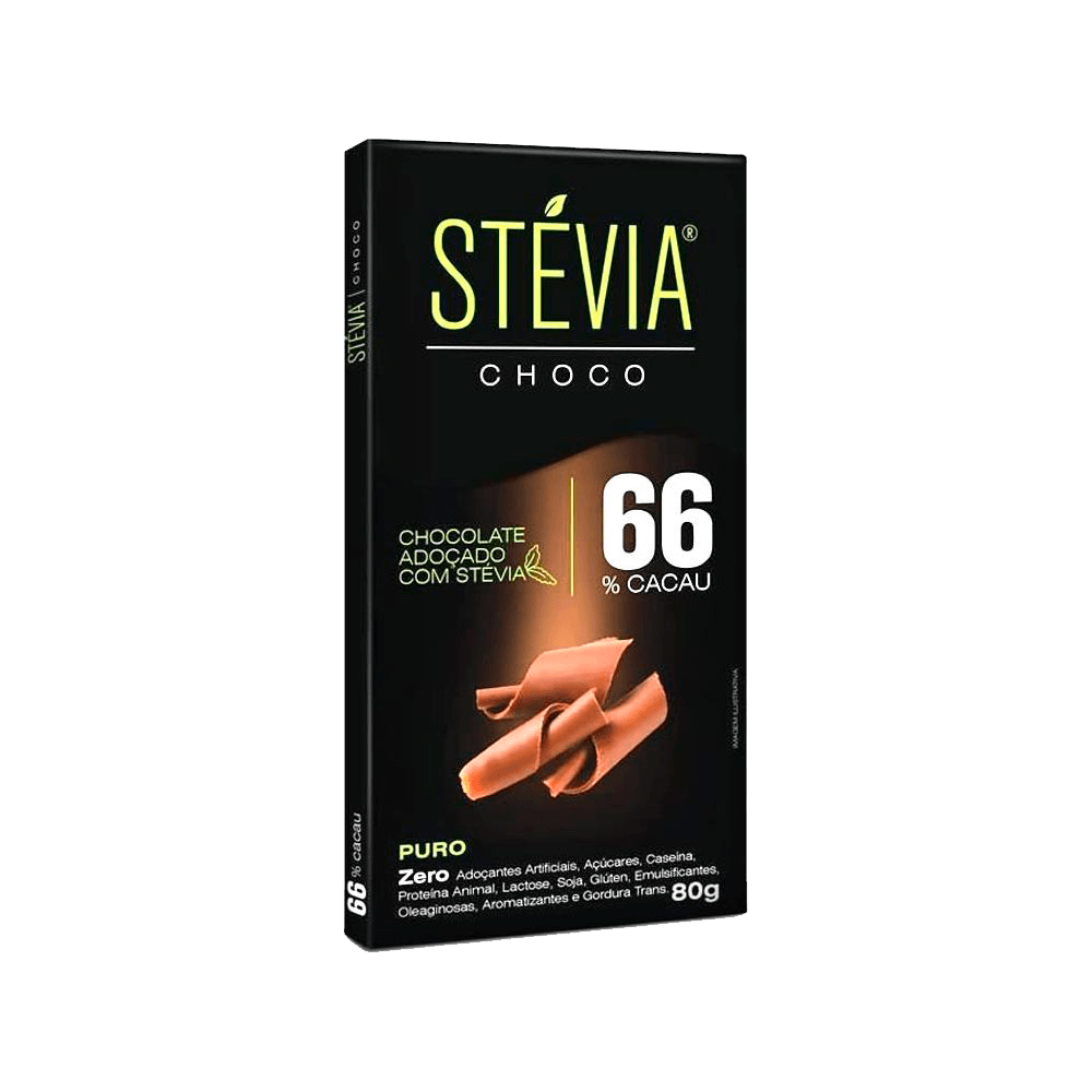 Chocolate 66% Cacau Stévia 80g Genevy