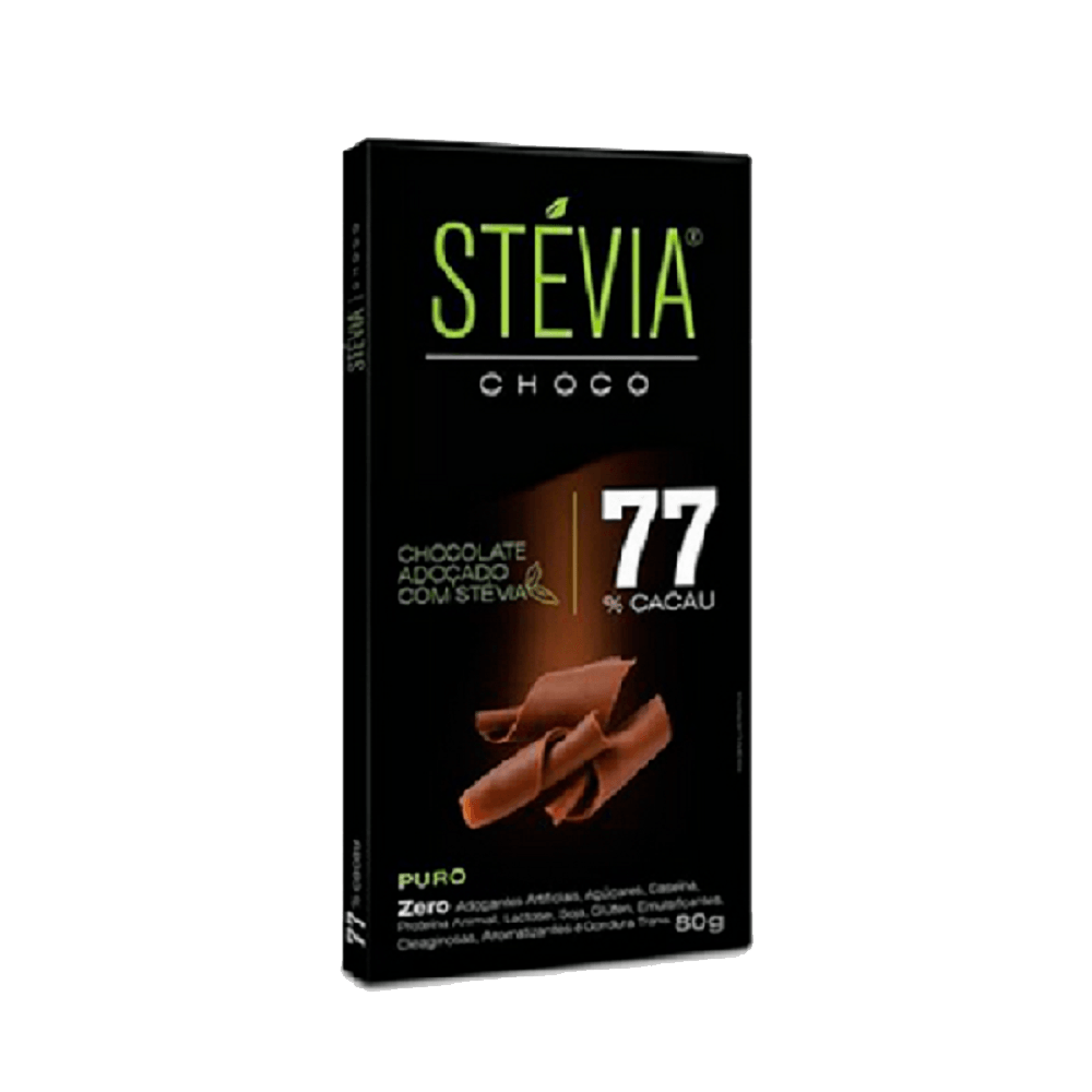 Chocolate 77% Cacau Stévia 80g Genevy