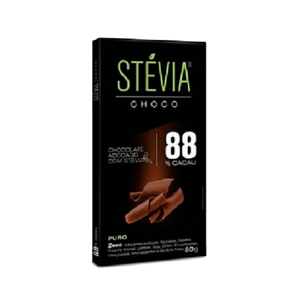 Chocolate 88% Cacau Stévia 80g Genevy
