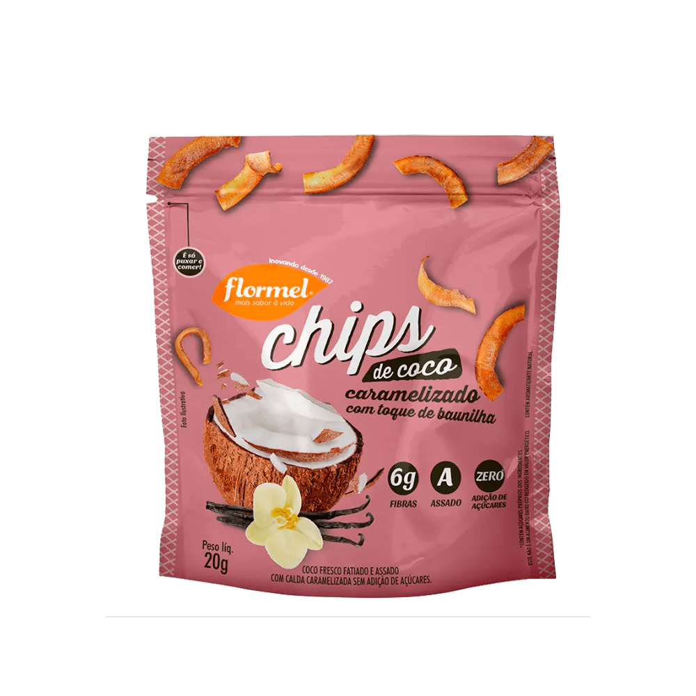 Chips de Coco Caramelizado com Baunilha 20g Flormel