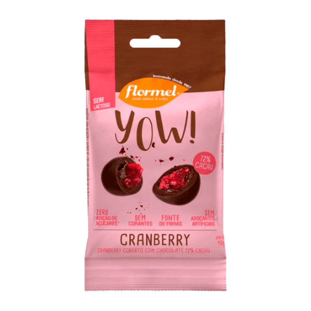 Yow Cranberry com Chocolate 72% Cacau 40g Flormel