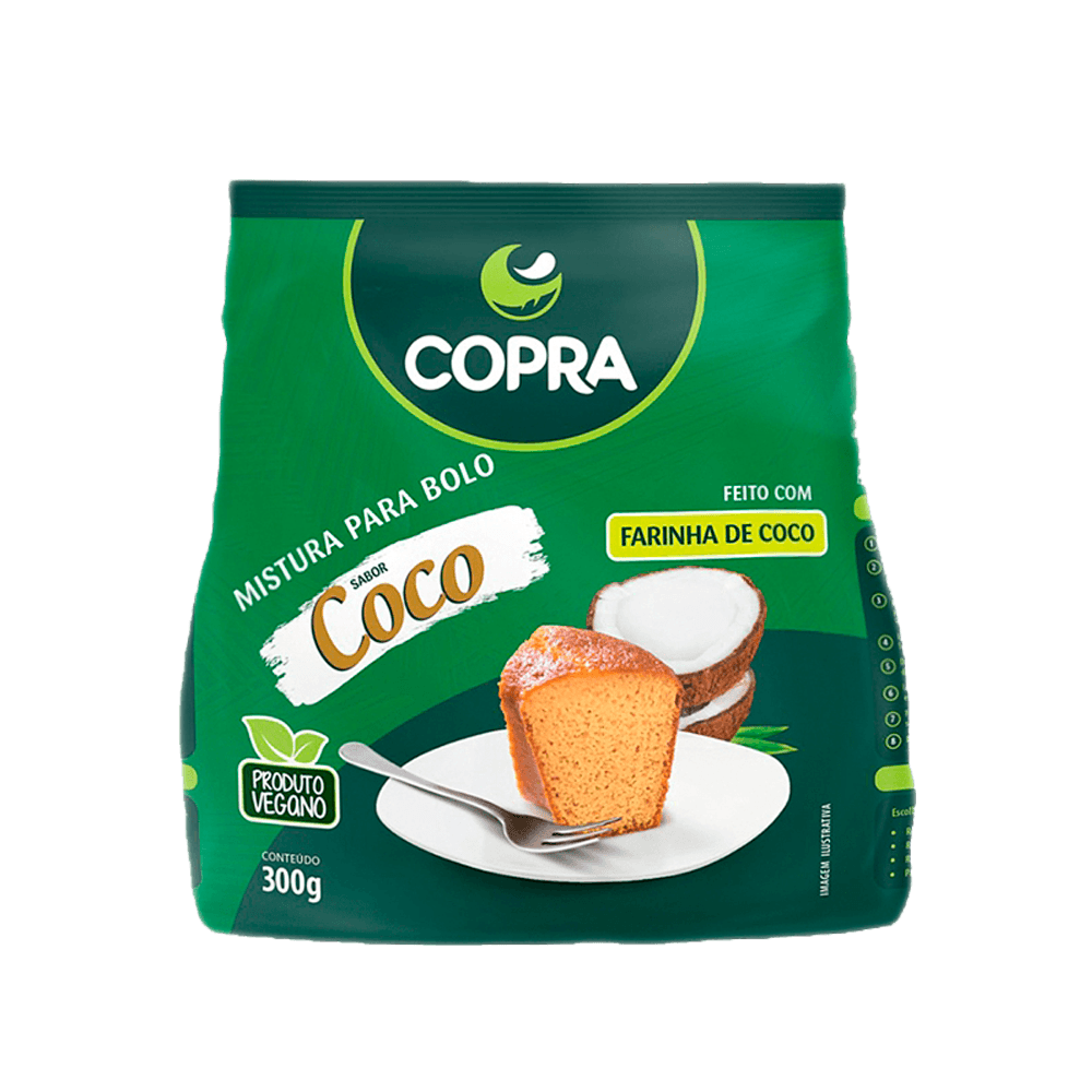 Mistura para Bolo Vegana Sabor Coco 300g Copra