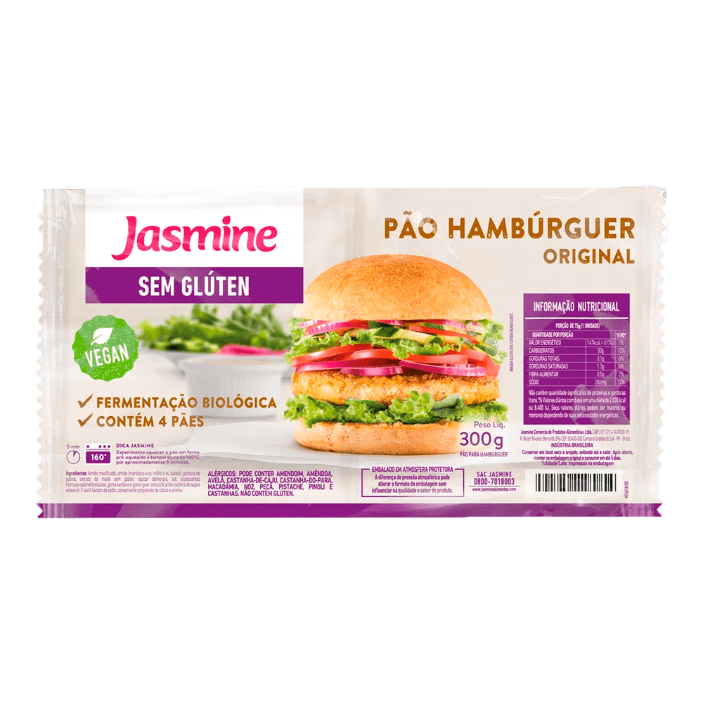 Pão de Hambúrguer 300g Jasmine
