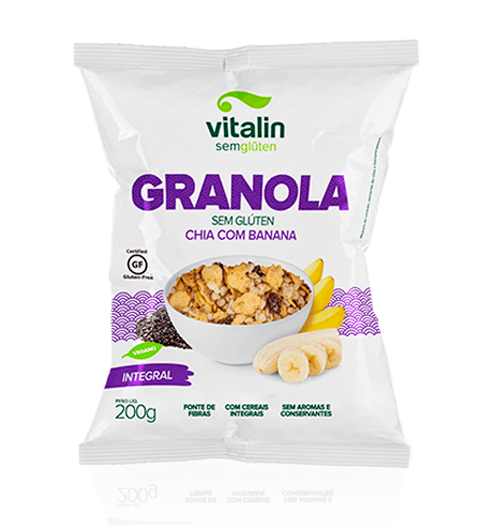 Granola Chia Com Banana Sem Glúten 200g Vitalin
