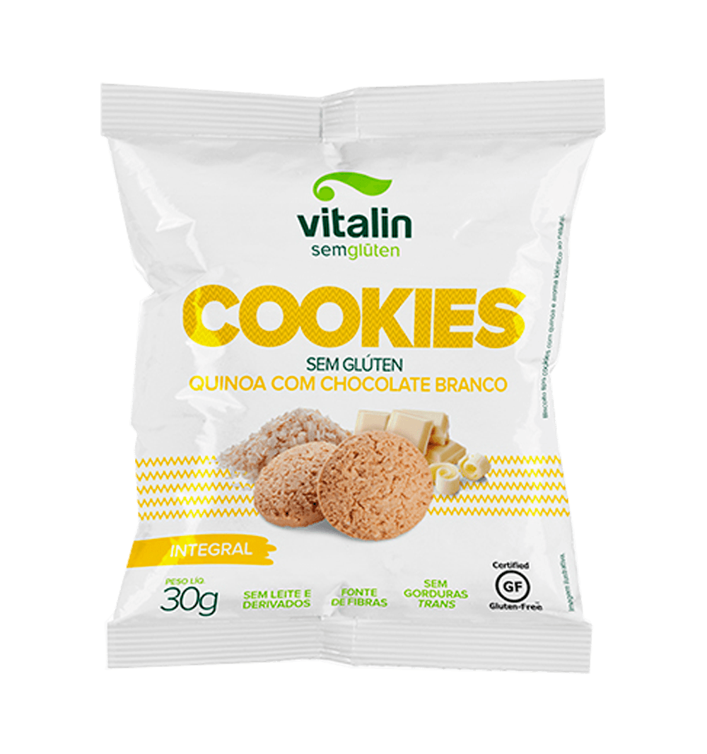 Cookies Quinoa Com Chocolate Branco 30g Vitalin
