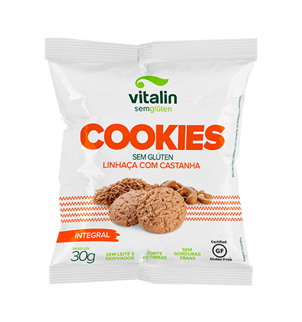 Cookies Linhaça Com Castanhas 30g Vitalin