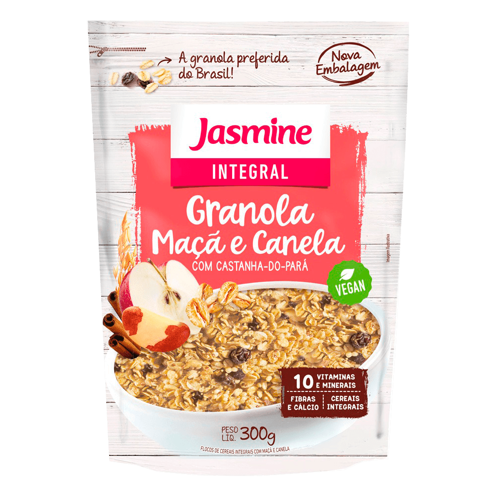 Granola Integral Maçã e Canela 300g Jasmine