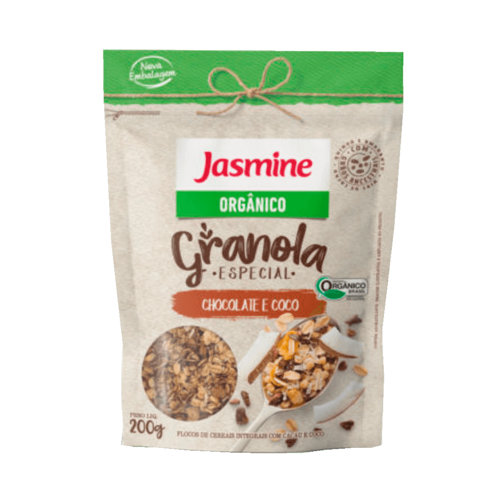 Granola Orgânica Chocolate e Coco 200g Jasmine