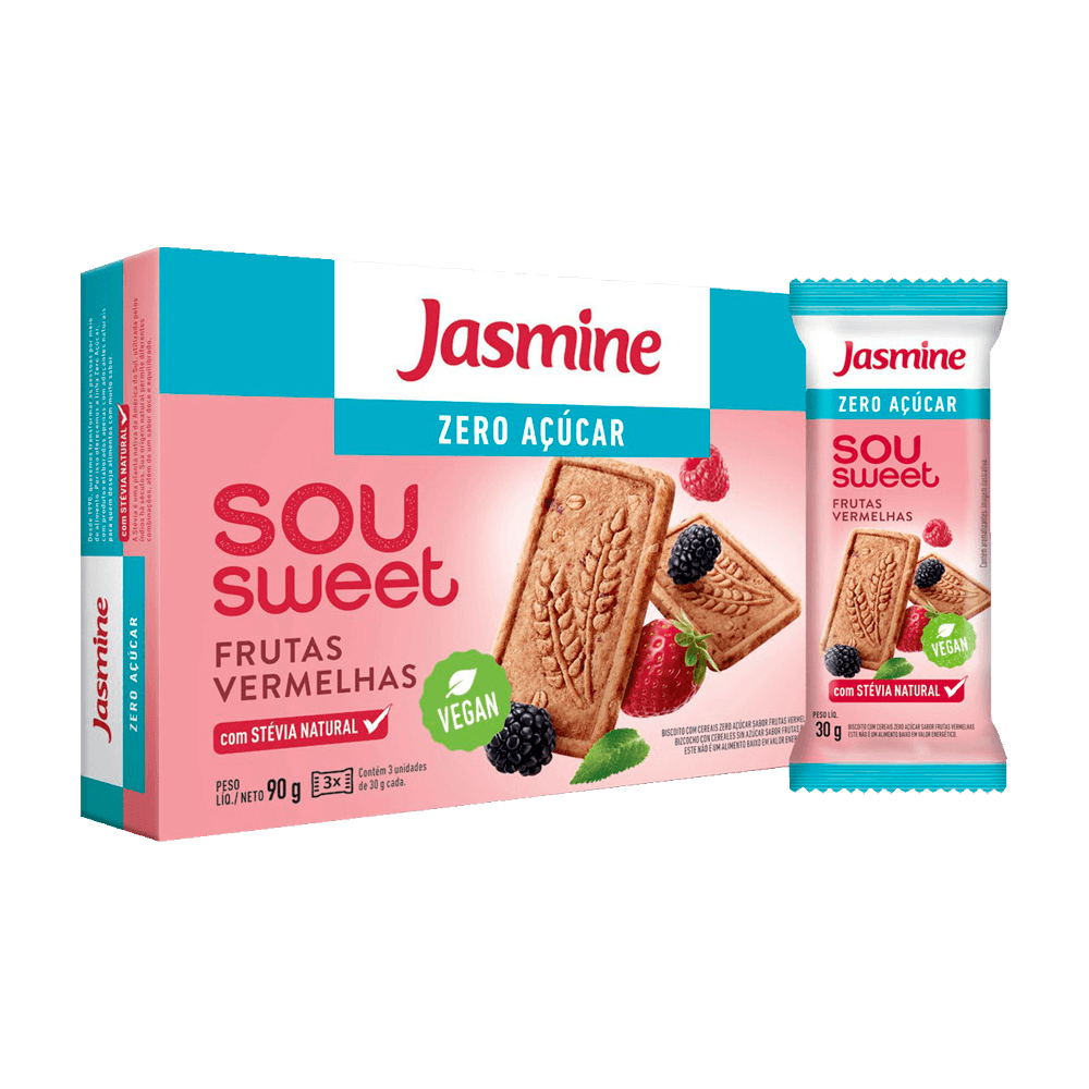 Biscoito Sou Sweet Frutas Vermelhas 360g Jasmine