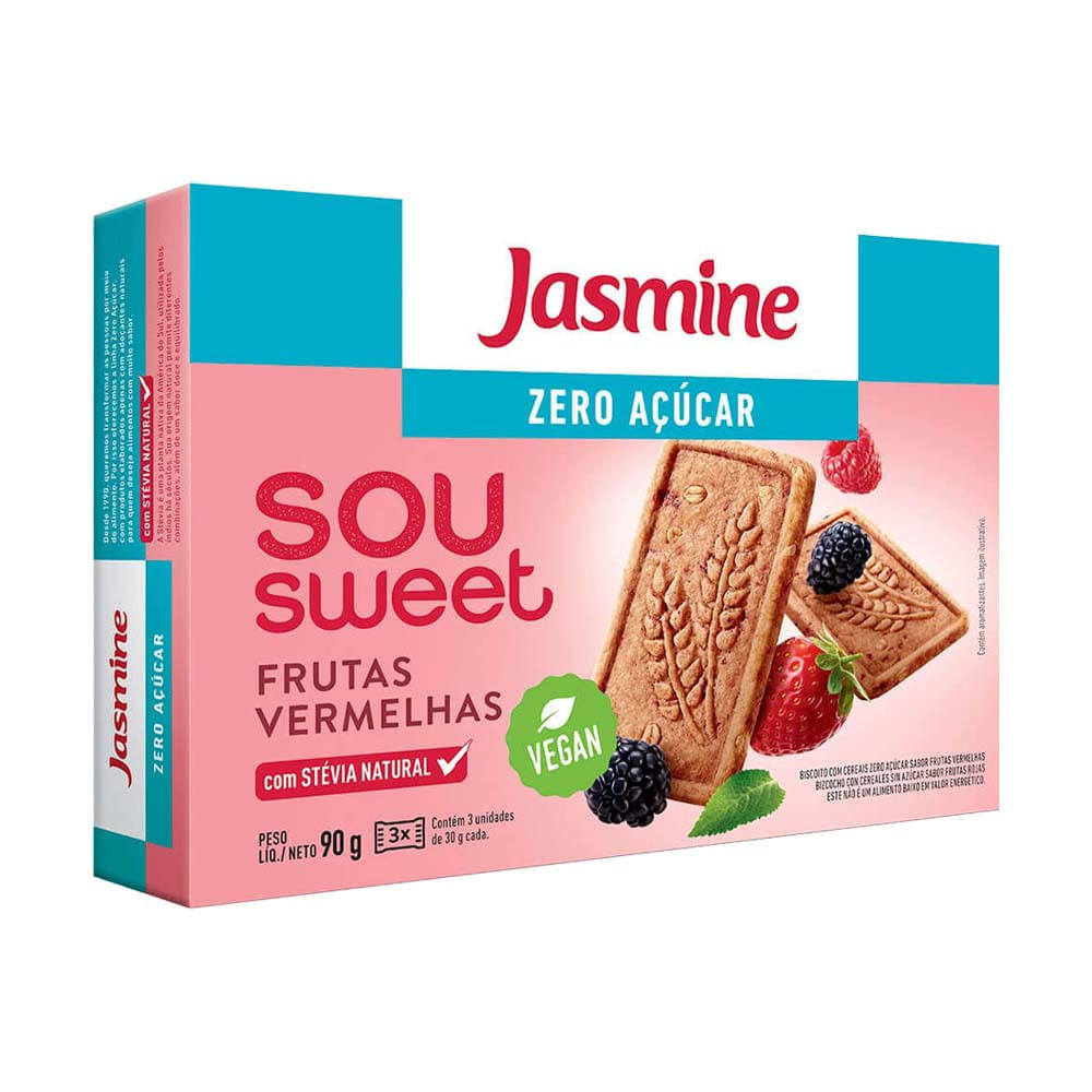 Biscoito Sou Sweet Frutas Vermelhas Zero Açúcar 90g Jasmine