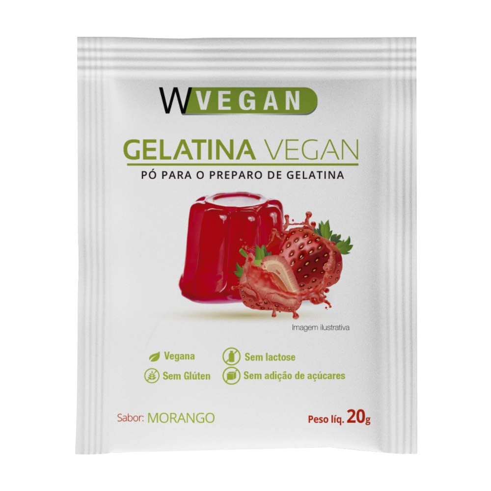 Gelatina Vegan Sabor Morango 20g WVegan