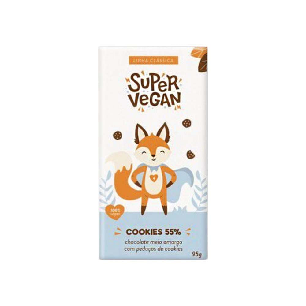 Barra de Chocolate Cookies Cream 55% 95g Super Vegan