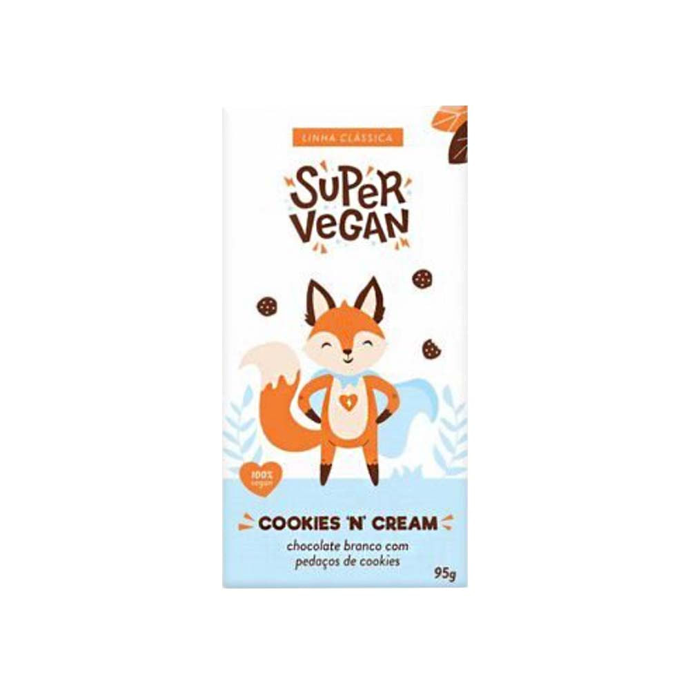 Barra de Chocolate Branco Cookies Cream 95g Super Vegan