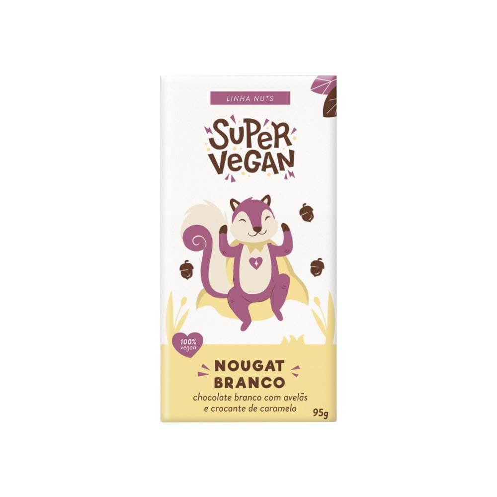 Barra de Chocolate Branco Nougat 95g Super Vegan