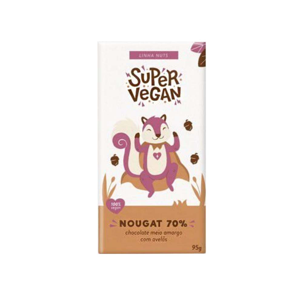 Barra de Chocolate Meio Amargo Nougat 70% 95g Super Vegan