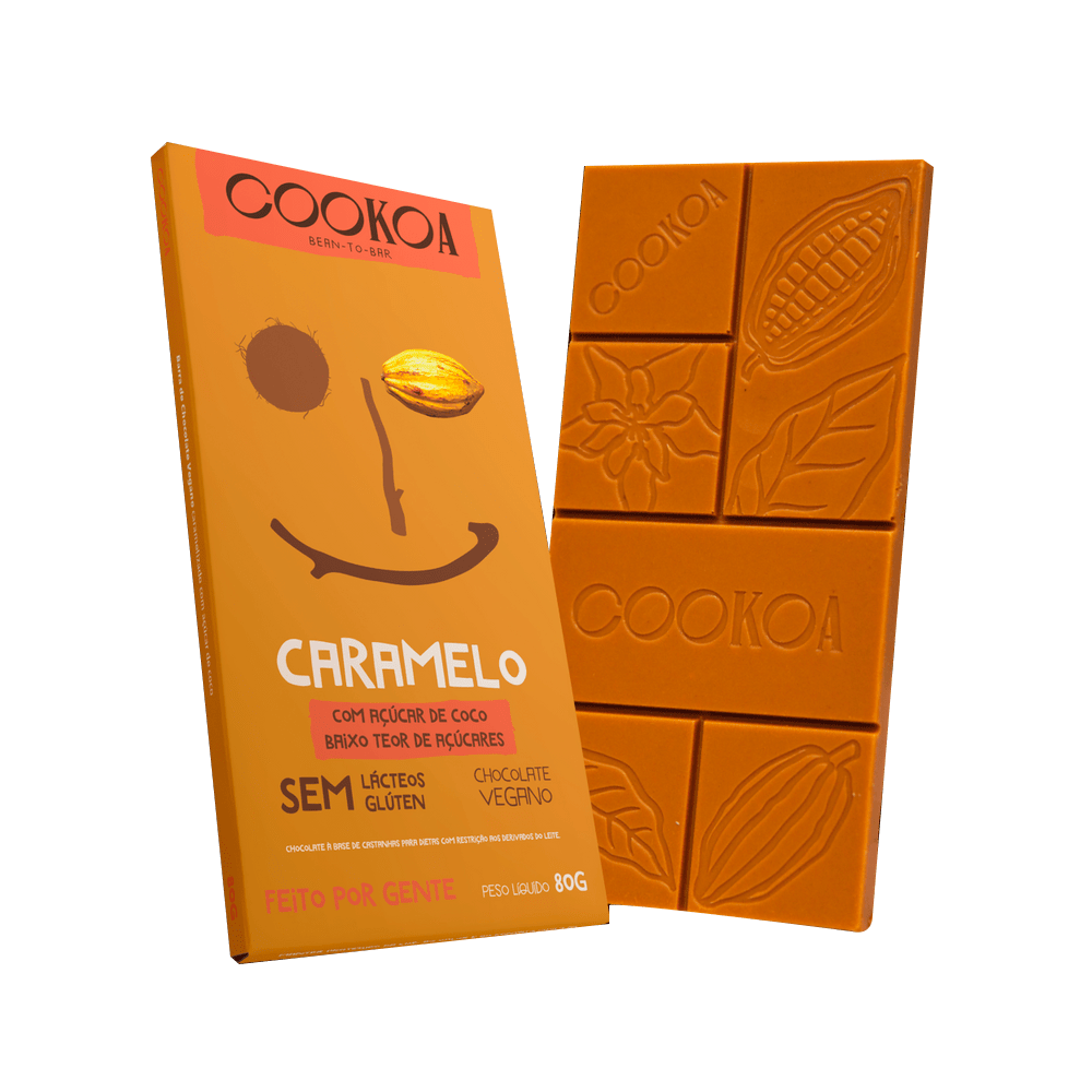 Chocolate Vegano com Caramelo e Açucar de Coco 80g Cookoa