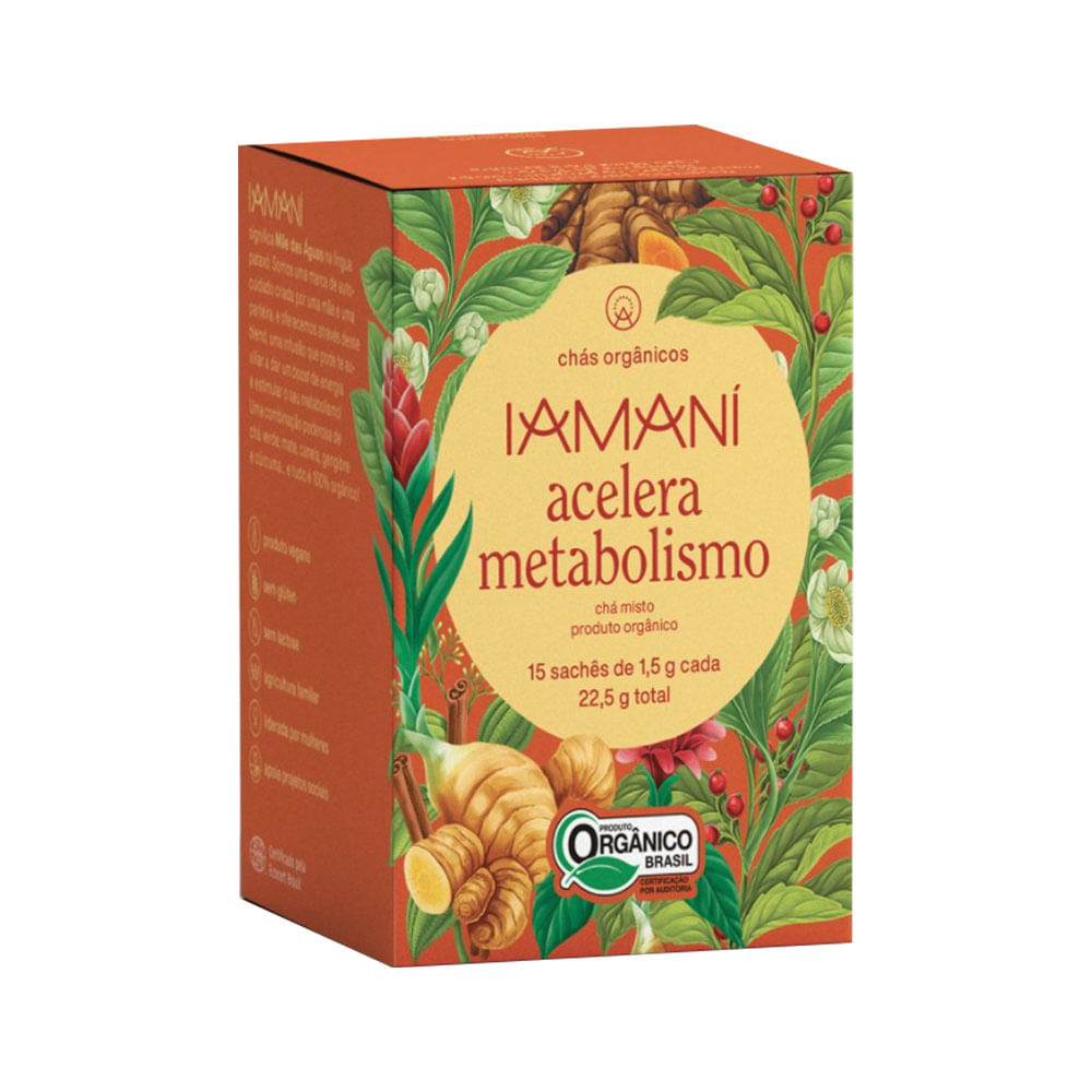 Chá Orgânico Acelera Metabolismo 15 Sachês Iamaní
