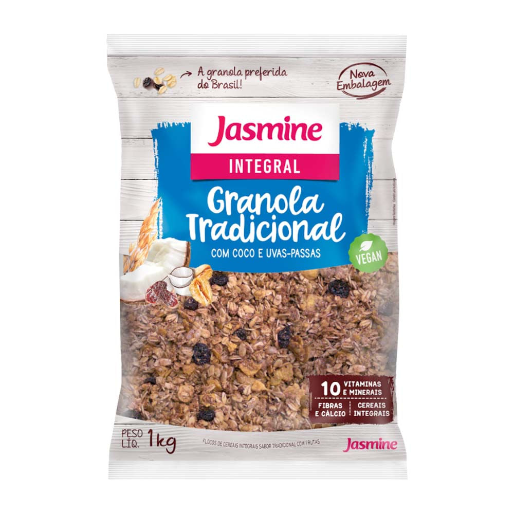 Granola Integral Tradicional Coco e Uvas Passas 1kg Jasmine
