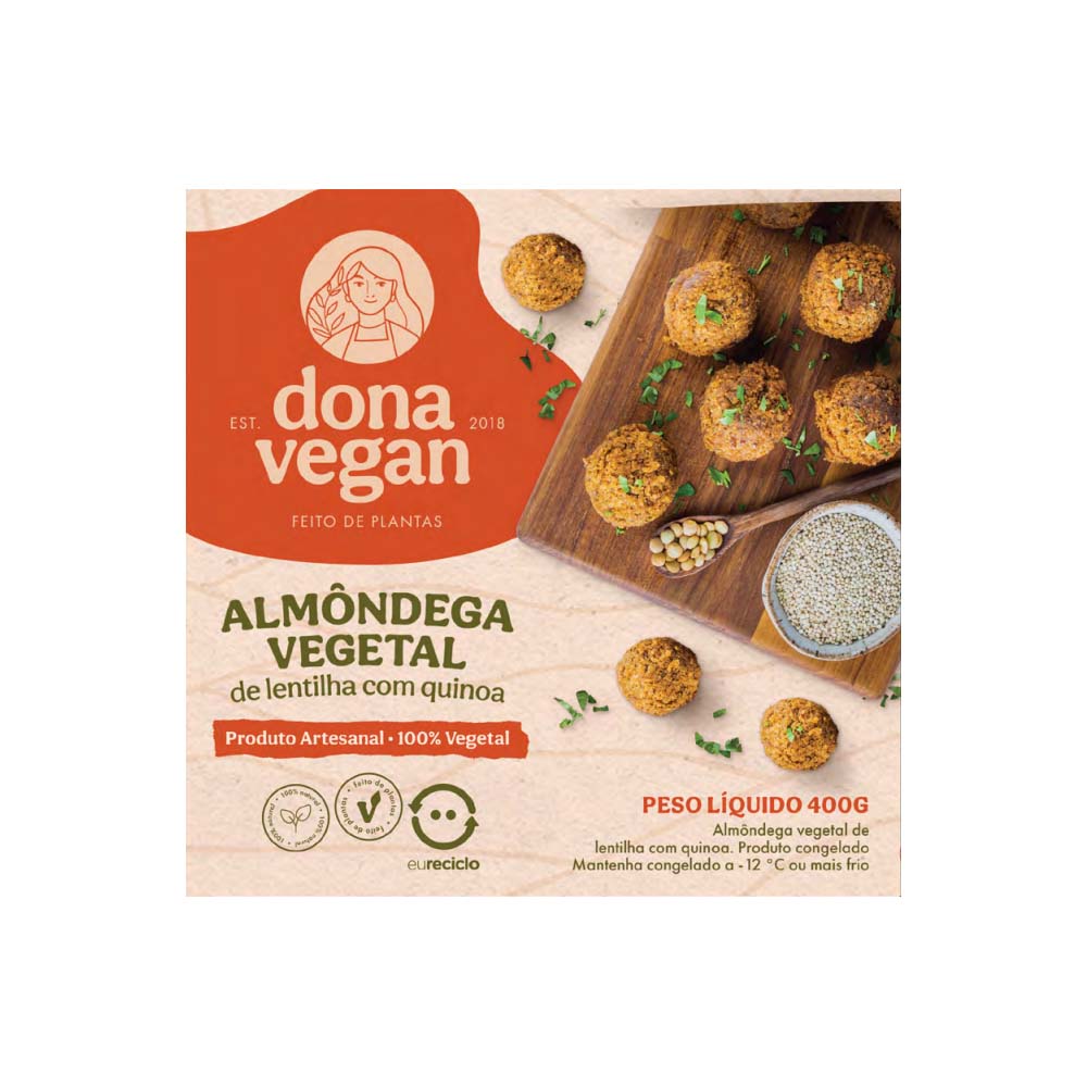 Almôndega Vegetal de Lentilha com Quinoa 400g Dona Vegan