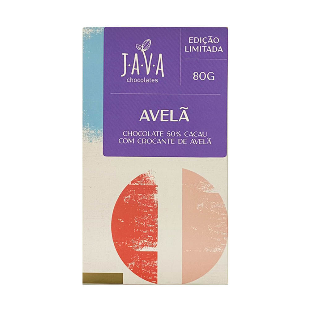 Chocolate 50% Cacau com Crocante de Avelã 80g Java