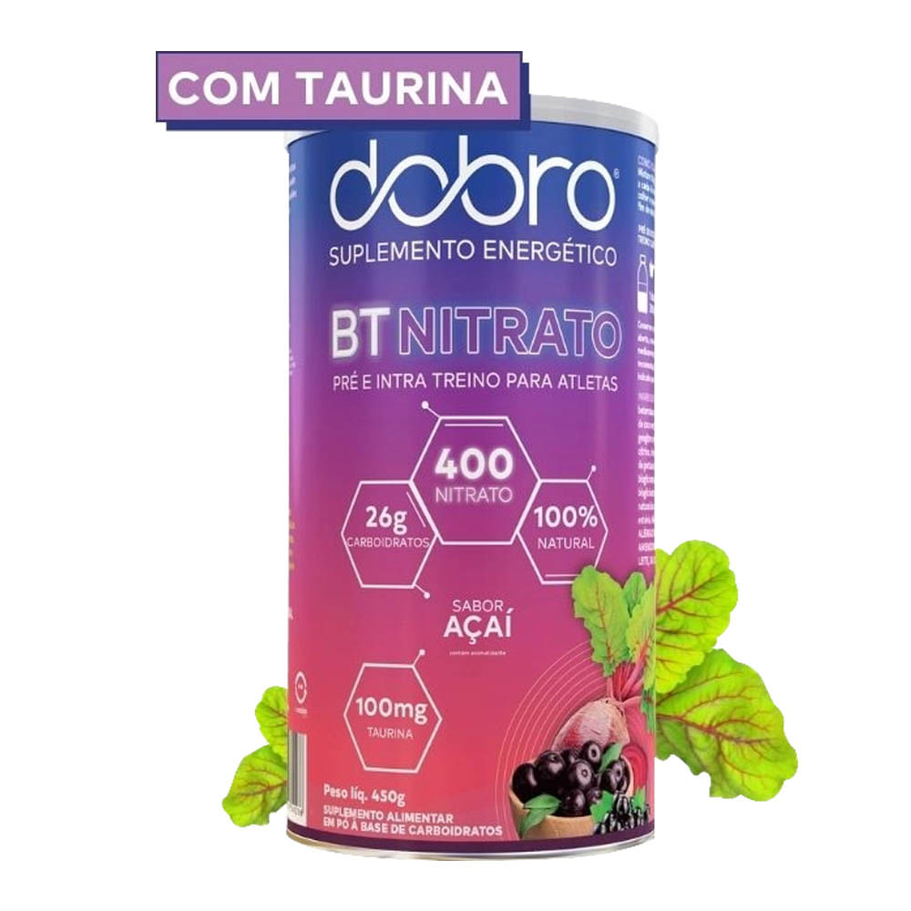 Suplemento Enérgetico BT Nitrato com Taurina Sabor Açaí 450g Dobro Alimentos