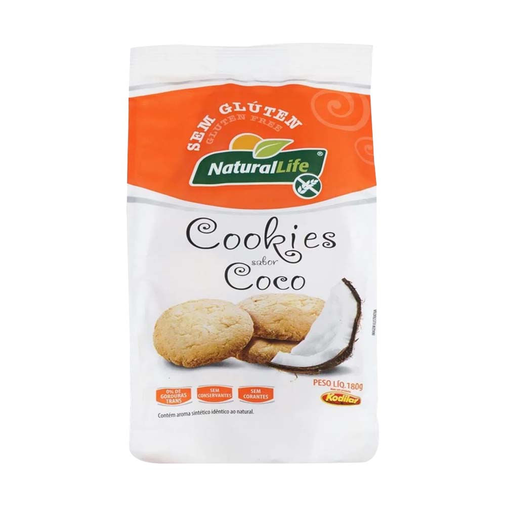 Cookies Sem Glúten Sabor Coco 180g Natural Life