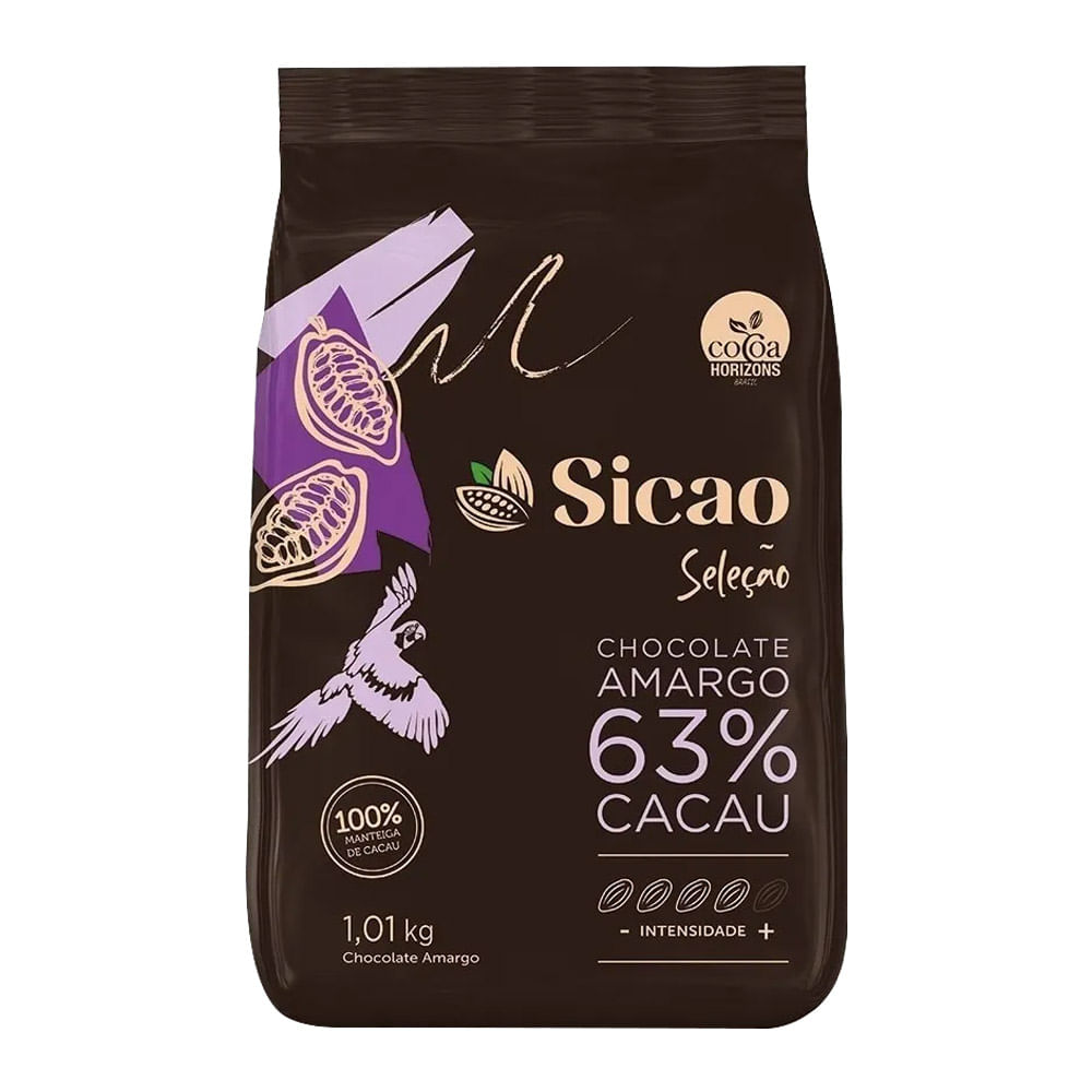 Moedas de Chocolate Amargo 63% Sicao Seleção 1,01Kg Barry Callebaut