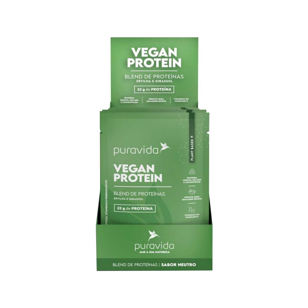 Vegan Protein Blend de Proteínas Vegetais Sabor Neutro 28g PuraVida