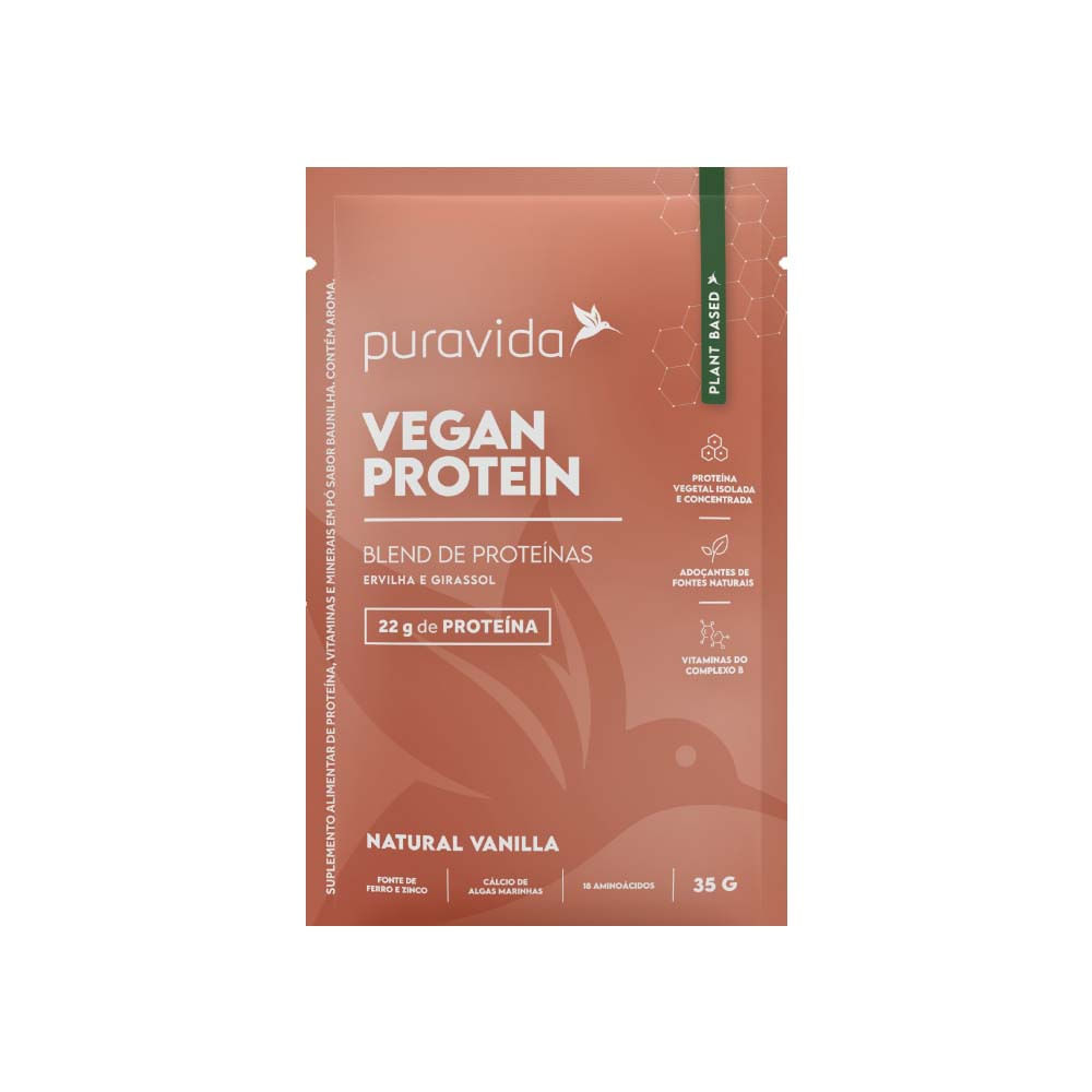 Vegan Protein Blend de Proteínas Vegetais Sabor Vanilla 35g PuraVida