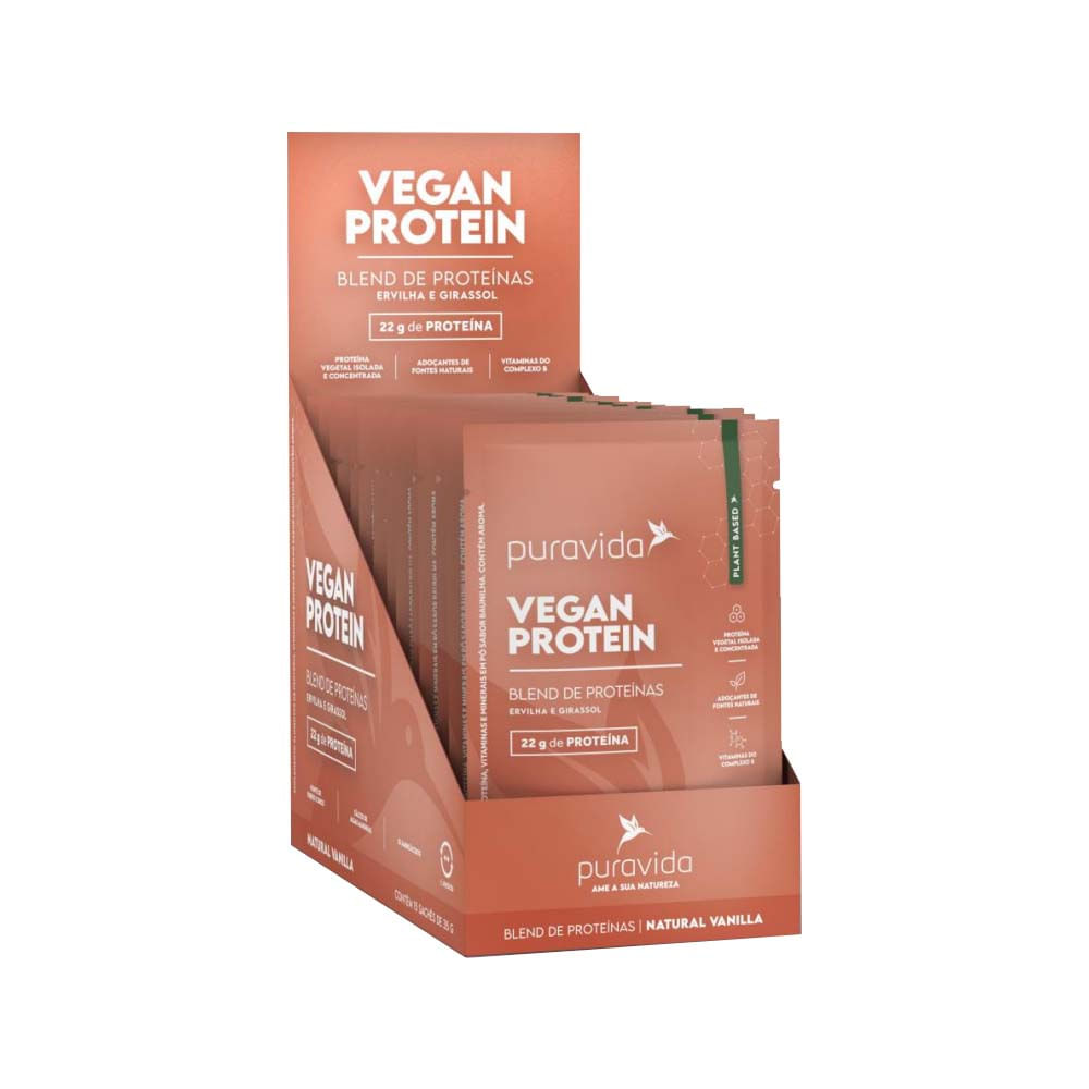 Vegan Protein Blend de Proteínas Vegetais Sabor Vanilla 35g PuraVida
