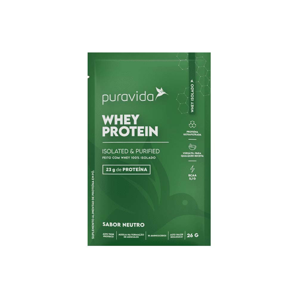 Whey Protein 100% Isolado Sabor Neutro 26g Puravida