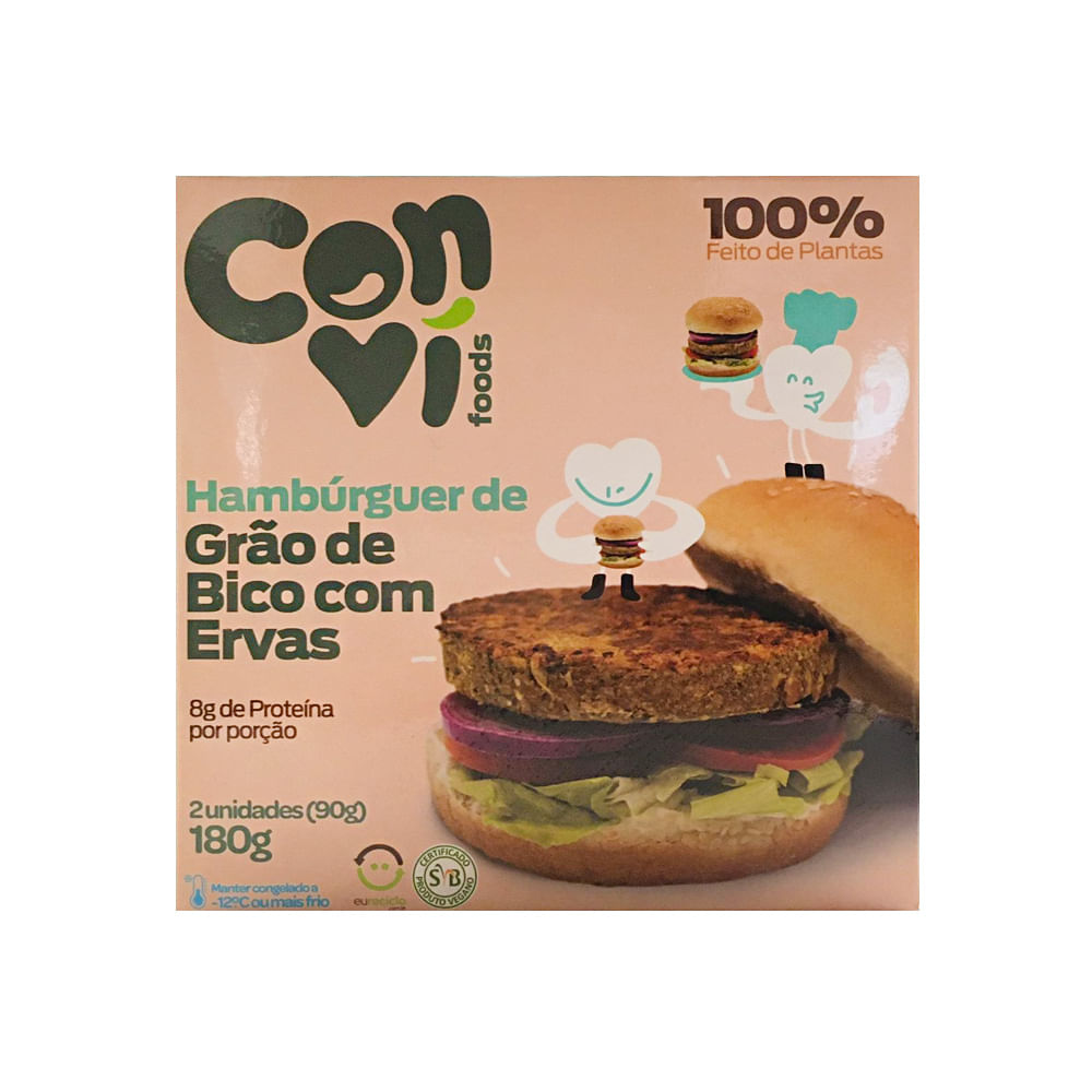 Hambúrguer de Grão de Bico com Ervas 180g Conví Foods