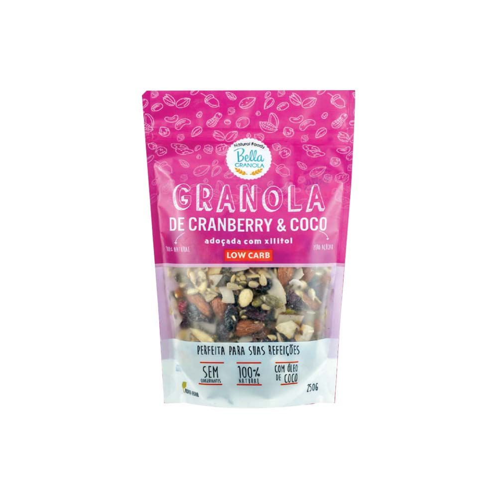 Granola Low Carb de Cranberry e Coco 250g Bella Granola