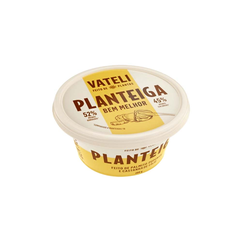Planteiga Manteiga Vegetal de Palmito Pupunha e Castanha de Caju 200g Vateli