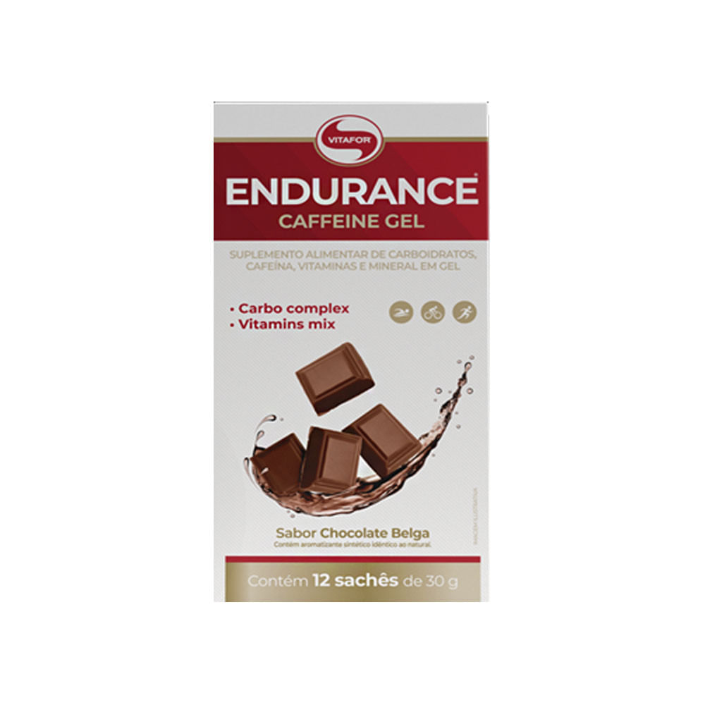 Endurance Caffeine Gel Sachê Sabor Chocolate Belga Display 12 Sachês Vitafor