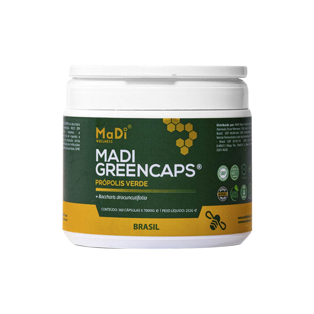 Extrato de Própolis Verde MaDi GreenCaps 360 Cápsulas Madi Wellness