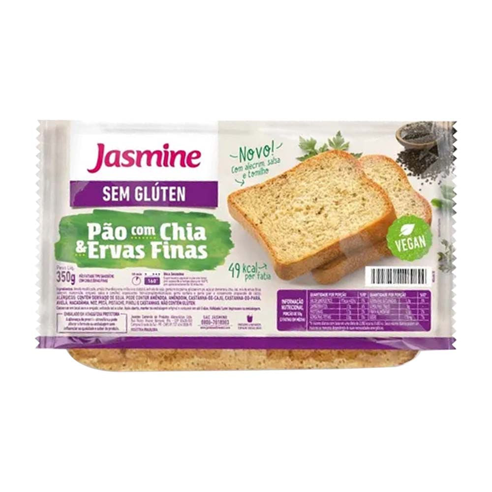 Pão Sem Glúten com Chia e Ervas Finas 350g Jasmine