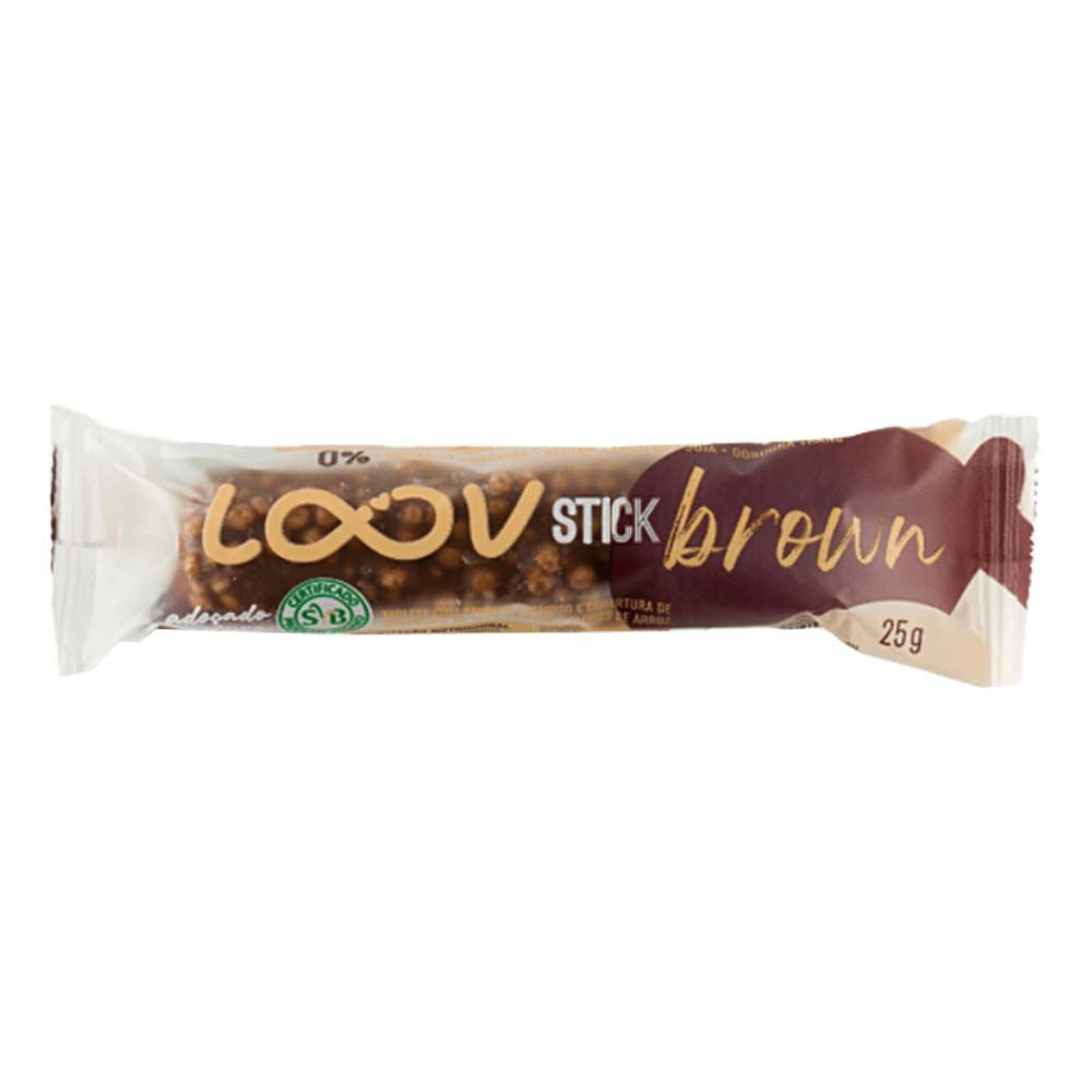 Stick Loov Brown Crocante e Coberto de Chocolate e Flocos de Arroz Sem Açucar 25g Chocolife