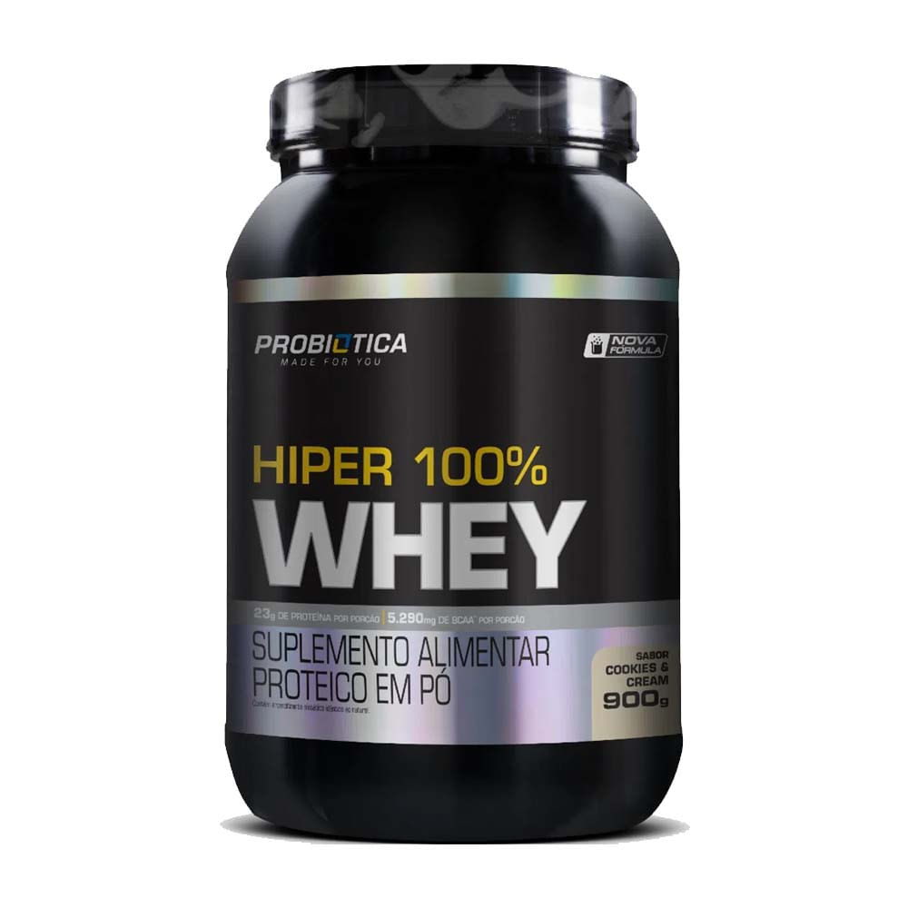 Whey Protein Hiper 100% Cookies Cream 900g Probiótica