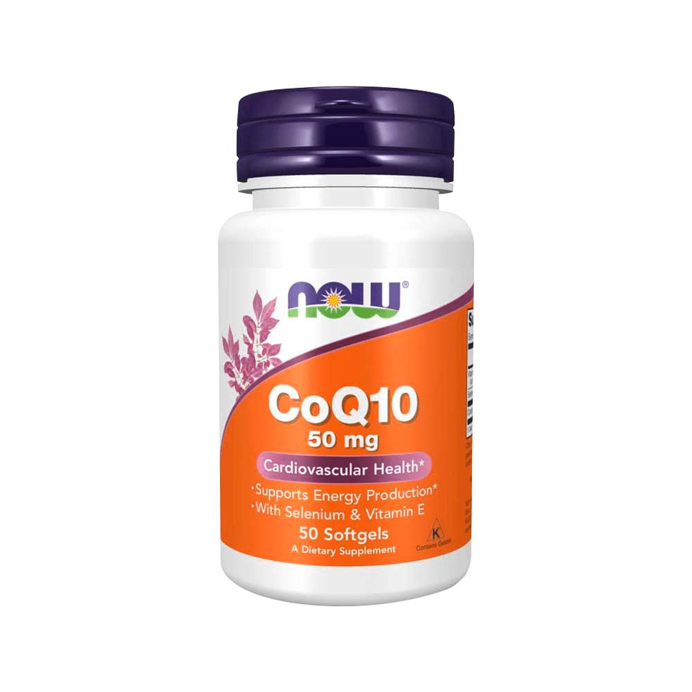 COQ10 50mg com Vitamina E 50 Cápsulas Now