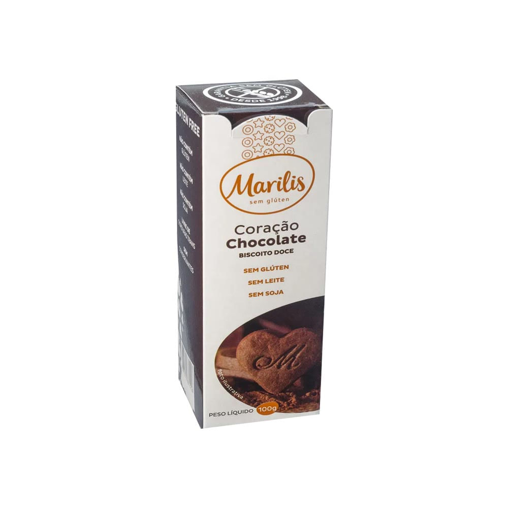 Biscoito de Coração Sem Glúten sabor Chocolate 100g Marilis