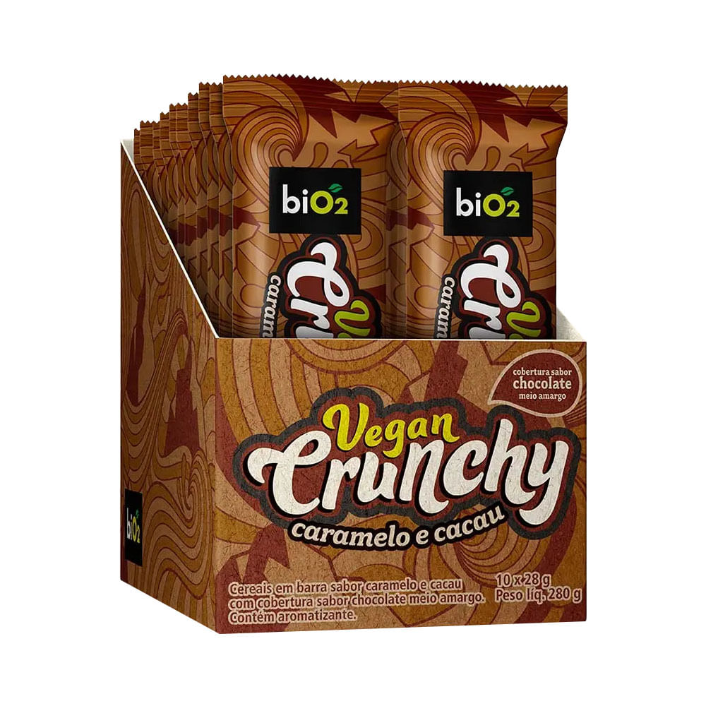 Barra Vegan Crunchy Caramelo e Cacau 28g Bio2
