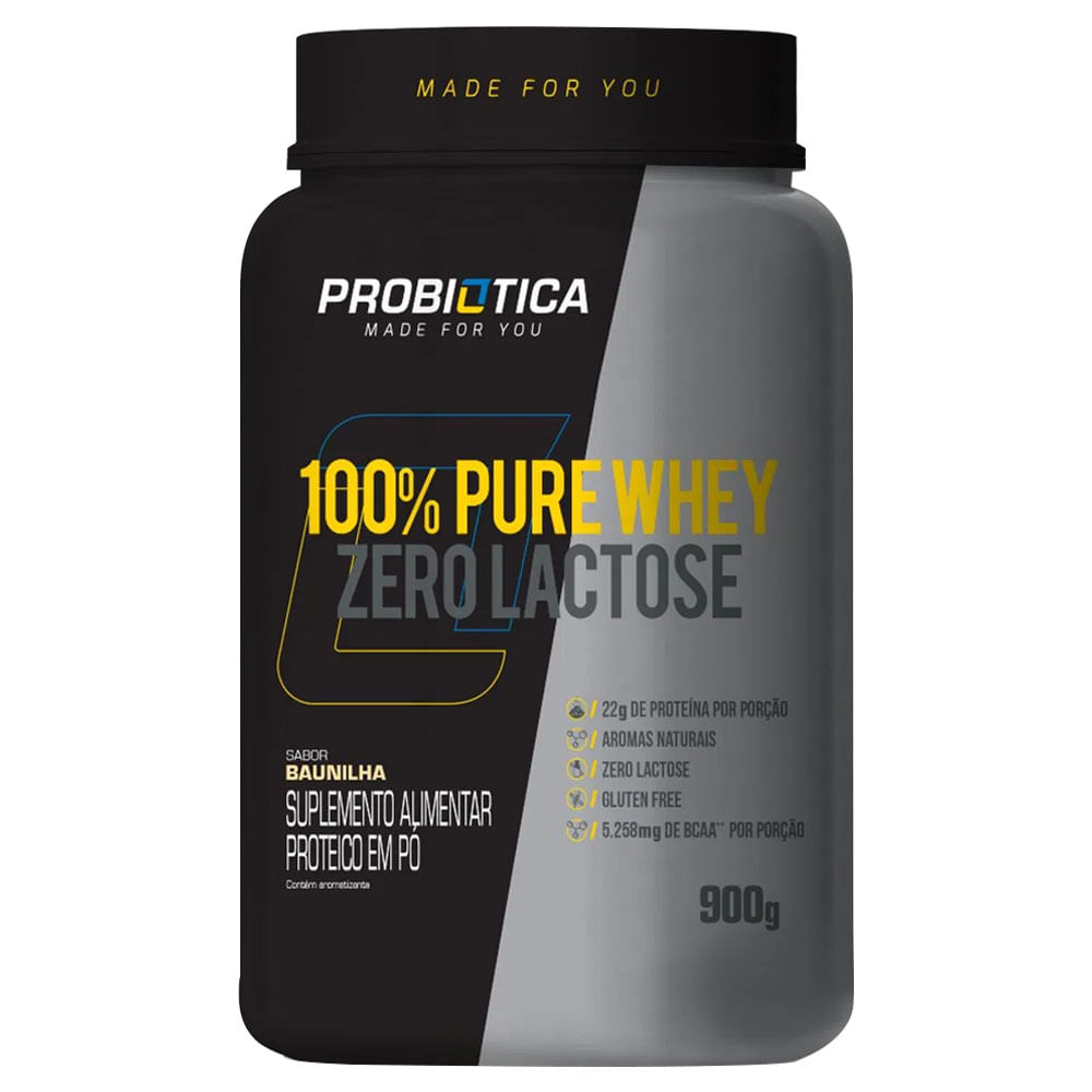 100% Pure Whey Zero Lactose Baunilha 900g Probiótica