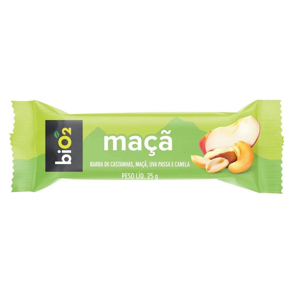 Barra de Castanhas e Frutas Maçã 25g Bio2