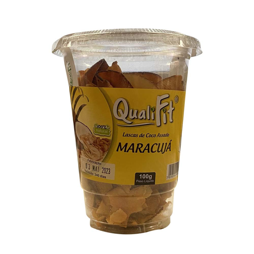 Lascas de Coco Assado sabor Maracujá 100g QualiFit