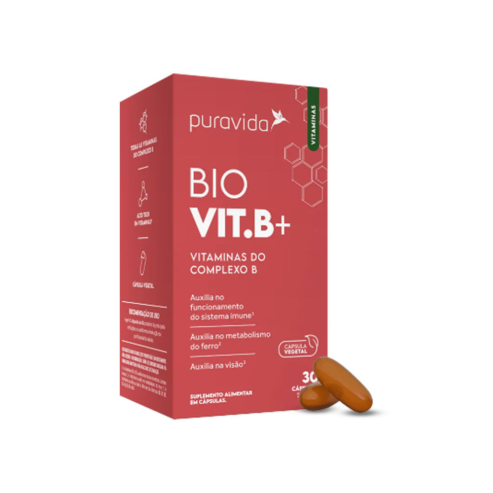 Bio Vit B Vitaminas do Complexo B 30 Cápsulas Puravida