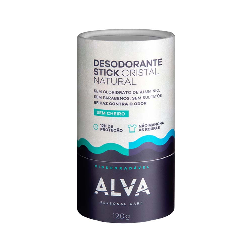 Desodorante Stick Cristal Natural Biodegradável 120g Alva Personal Care
