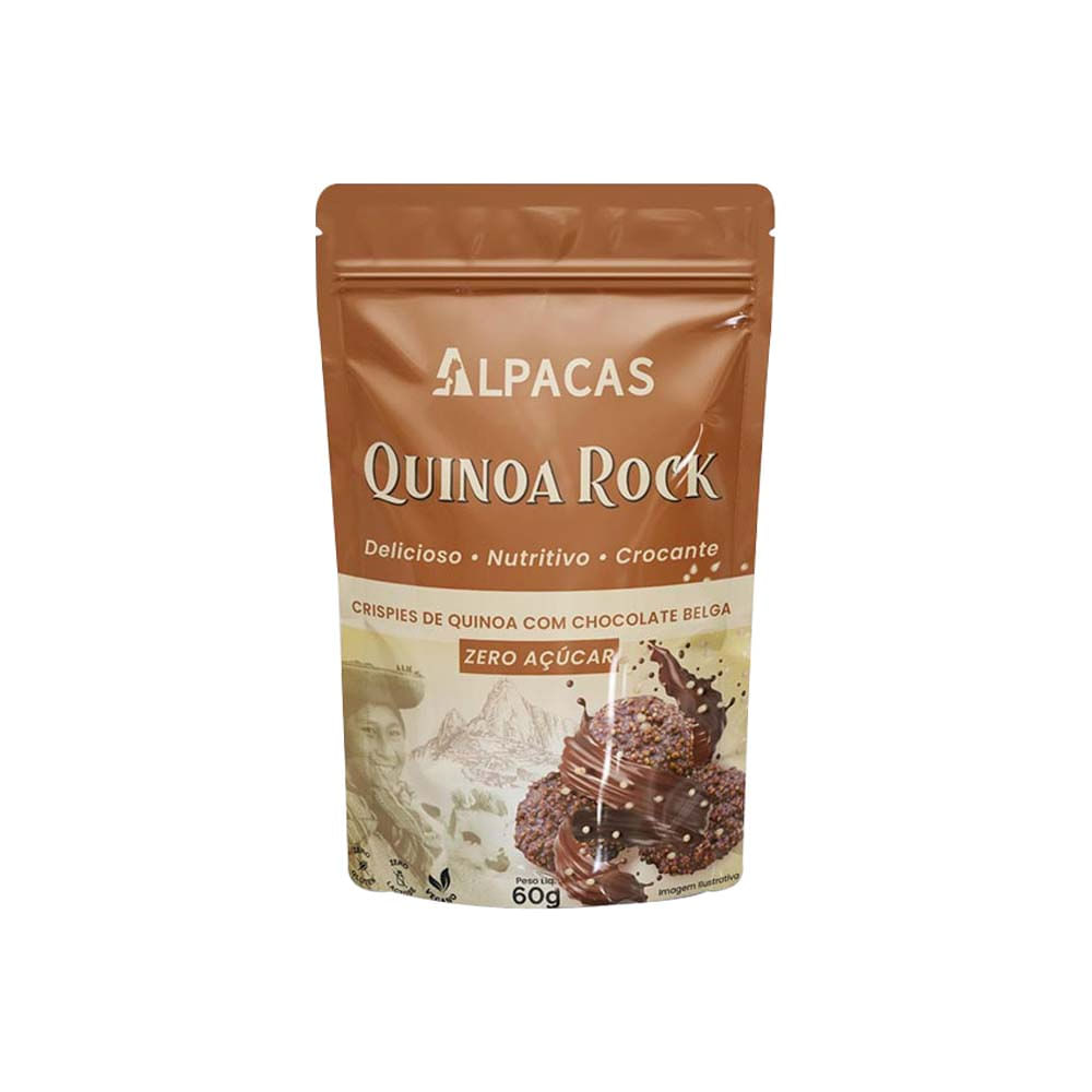 Crispies de Quinoa com Chocolate Belga Zero 60g Alpacas