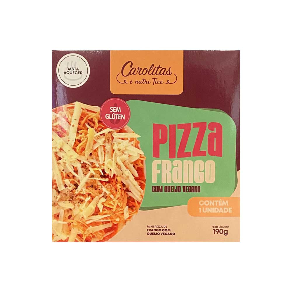 Pizza Frango com Queijo Vegano Sem Glúten e Lactose190g Carolitas